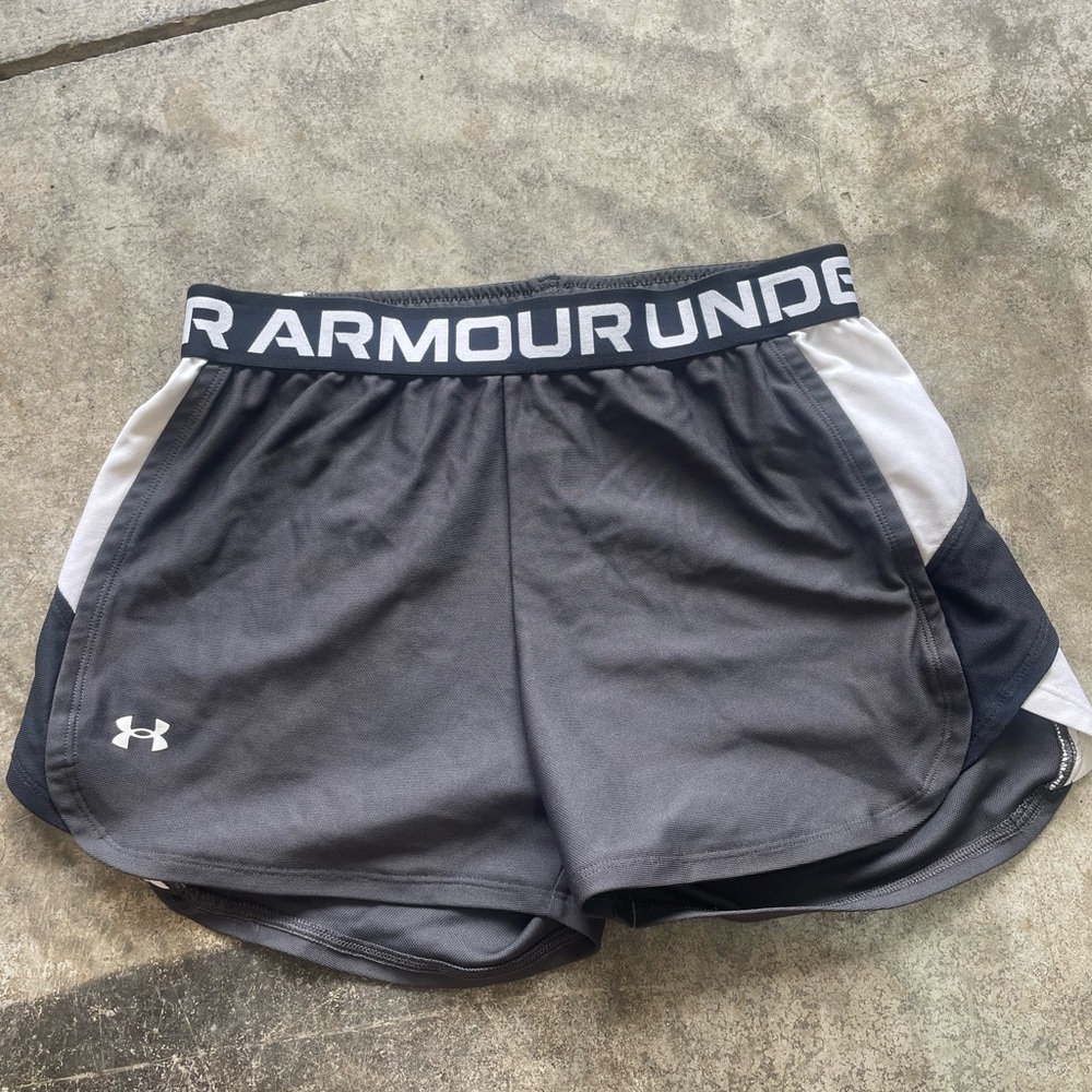 Under Armour Women's Charcoal and White Athletic Shorts